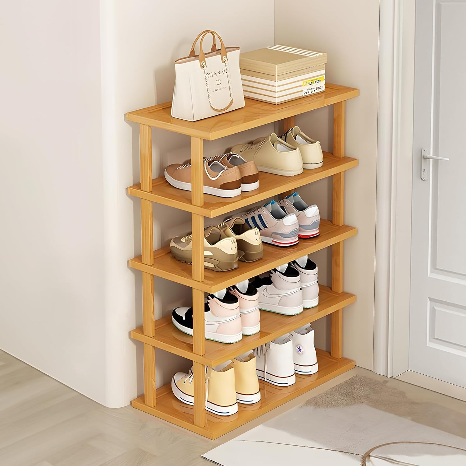 5 Tier Narrow Bamboo Shoe Rack Z142315