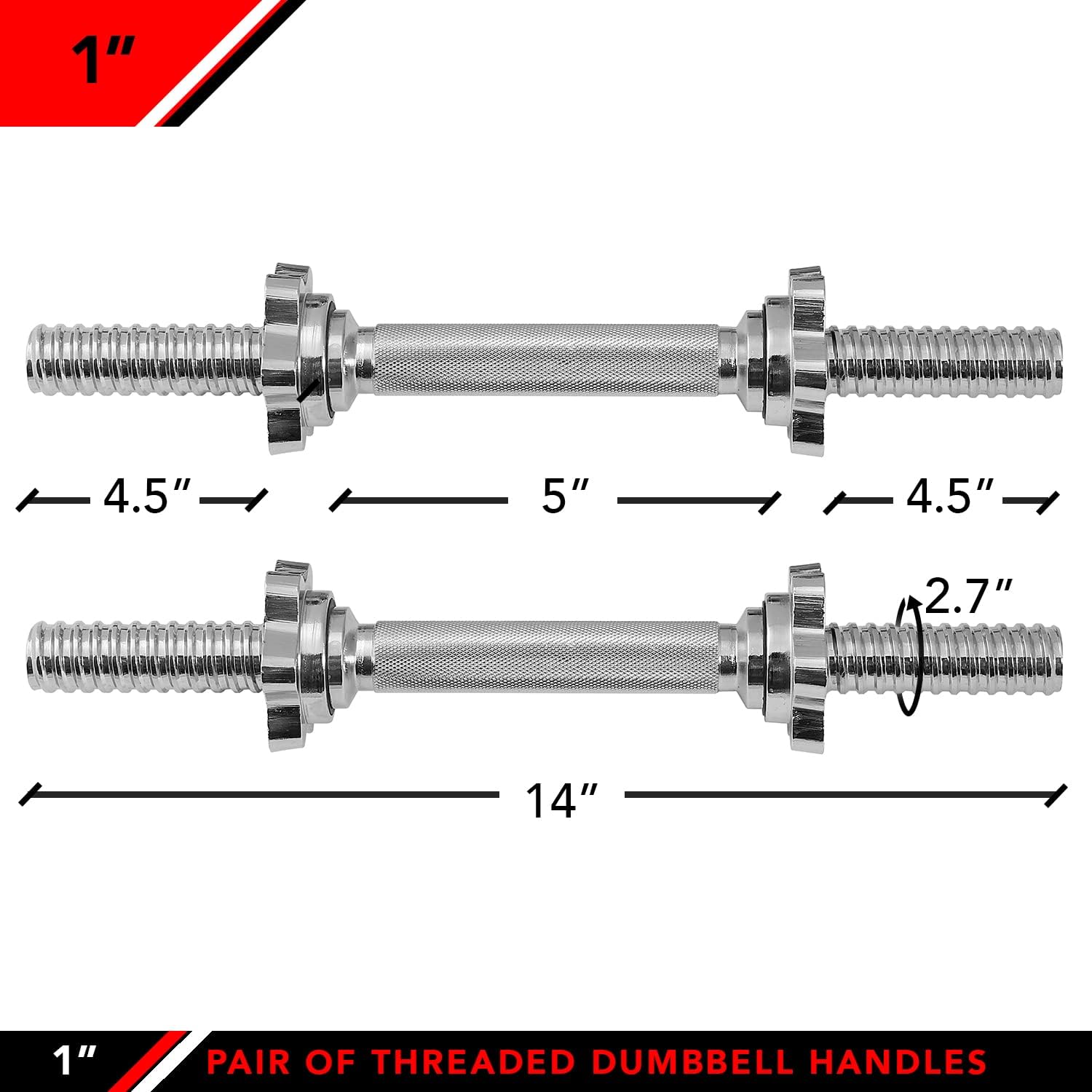 Set of 2 Threaded Dumbbell Handles with Star Collars X158