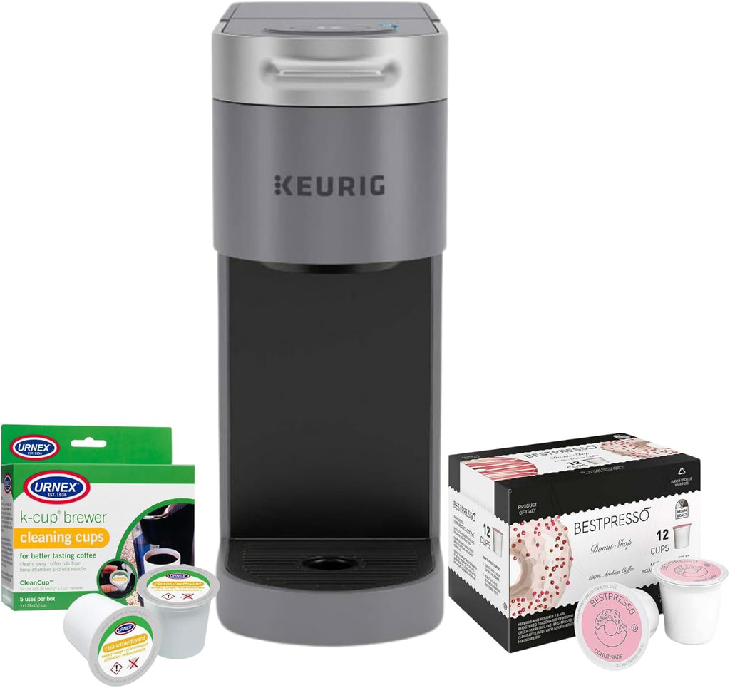 Gray Single Serve Coffee Maker with 12-Count K-Cup and Cleaning Cups (3 Items) B209258