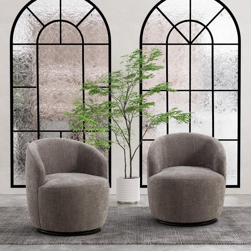 Set of 2 Chenille Swivel Barrel Chair G745331