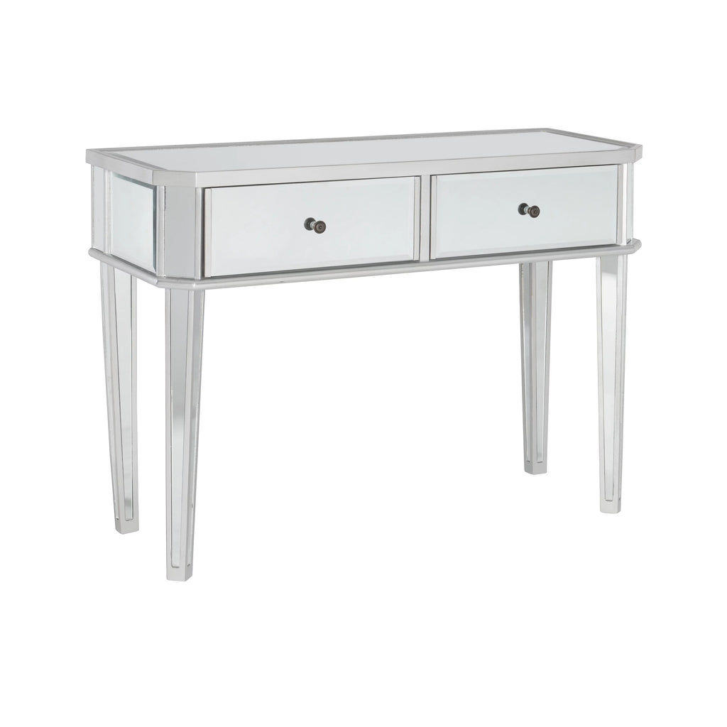 2-Drawer Console Table with Mirrored Surfaces and Silver Wood Q5289