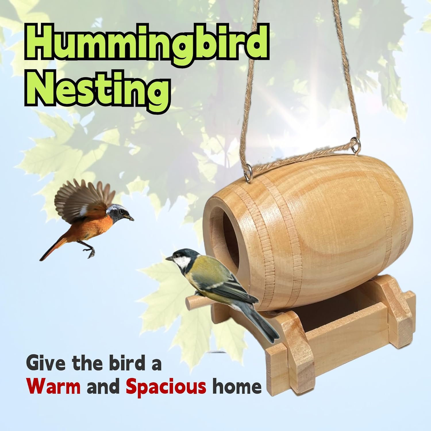 2 Pack Natural Wooden Hummingbird House X591