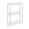 3-Tier Rolling Storage Cart with 6 Hooks, Steel Frame, Dove Gray A504