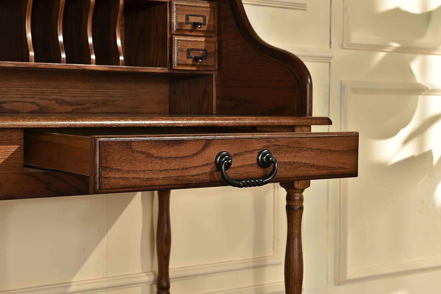 Solid Oak Wood Mini Roll Top Desk P77840