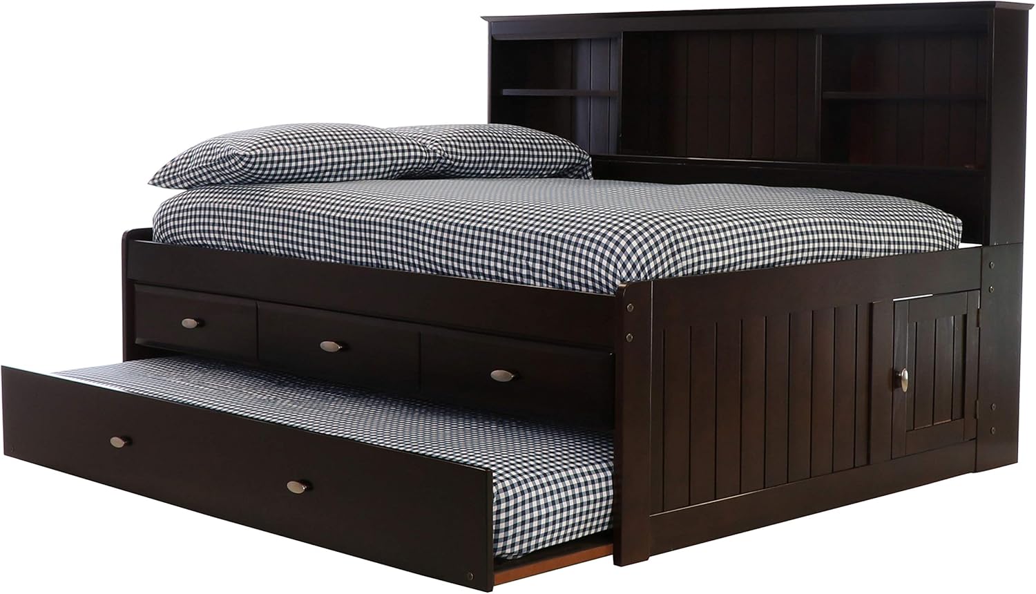 Full Bookcase Daybed with 3 Drawers & Trundle Espresso M882188