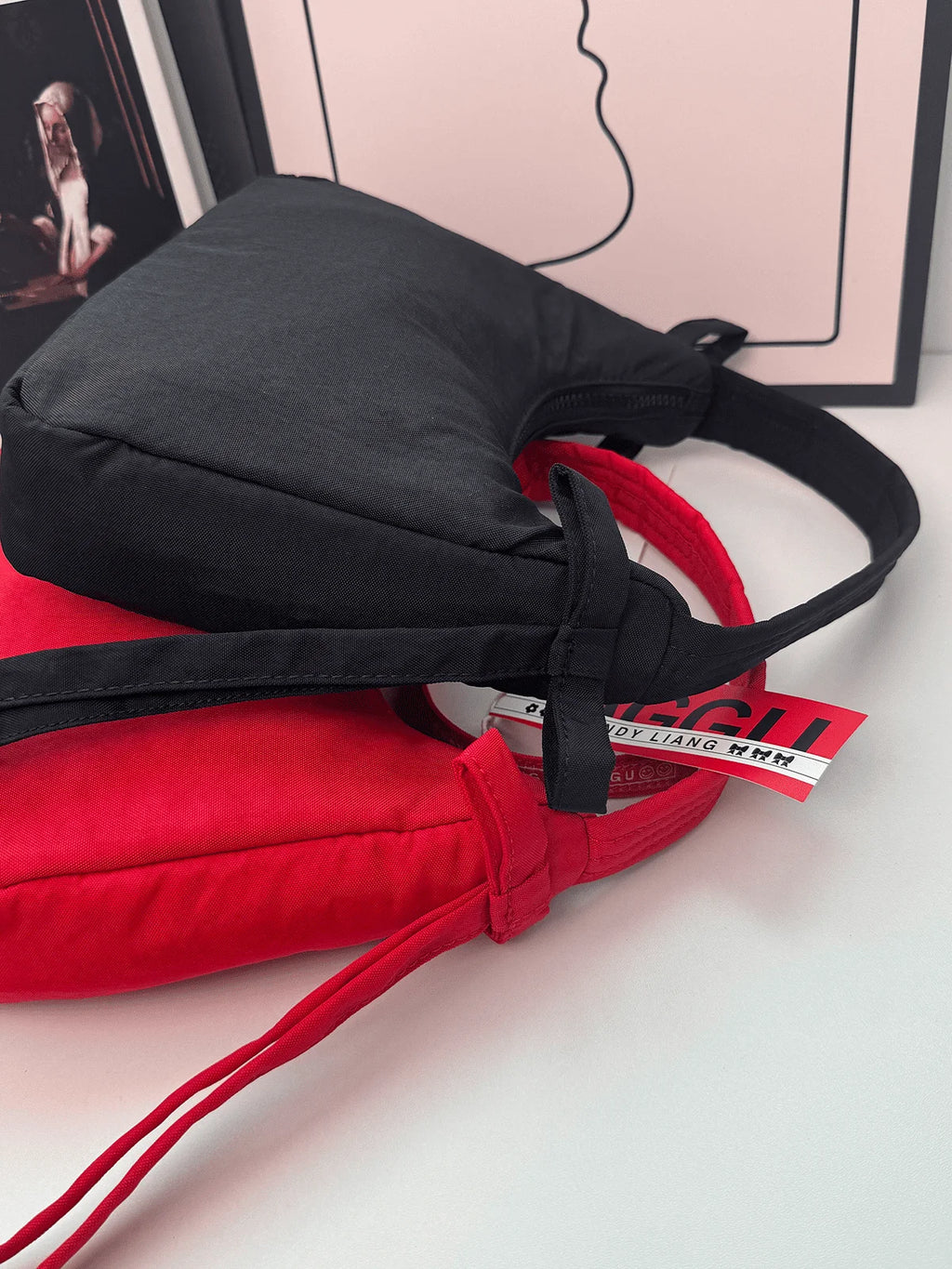 Mini Bow Nylon Handbag-BLACK K76167