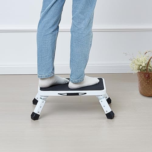 Folding Steel Step Stool 1-Step 330lbs Capacity 3 Adjustable Height N966