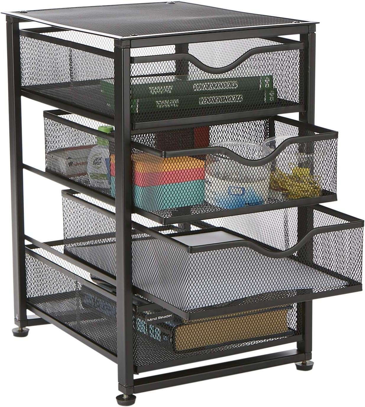 Black 4-Tiered Metal Rolling Utility Cart K802