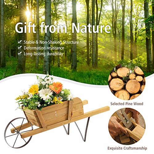 Red Wood Wagon Planter with 9 Magnetic Accessories M132576