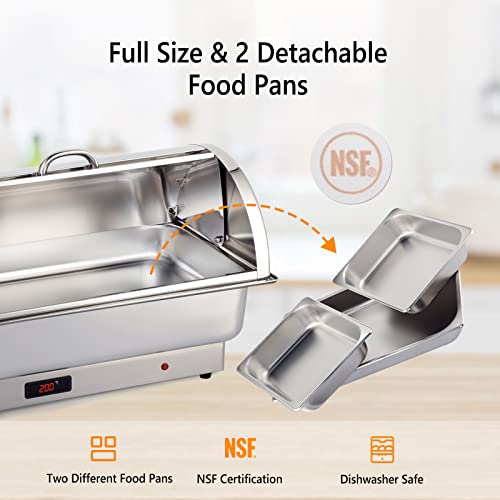 Electric 9 QT Stainless Steel Chafing Dish Buffet Set with 2 Detachable Food Pans I45460