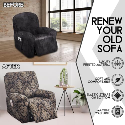 4-Pieces Non Slip Recliner Slipcovers with Arms T97711