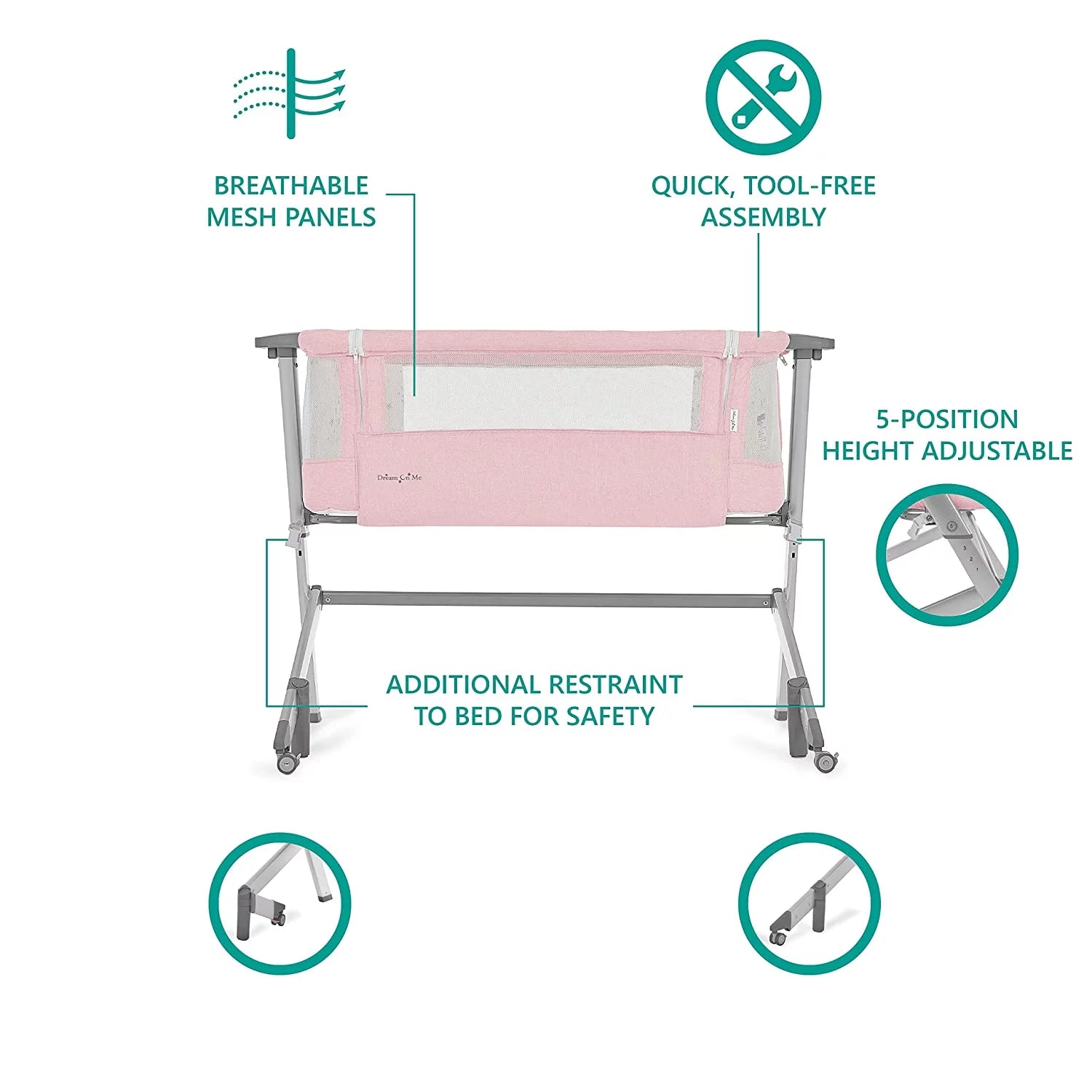 Pink Portable Baby Bassinet H724