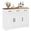 White Wood Sideboard Buffet Cabinet with Drawers and Shelves E7790