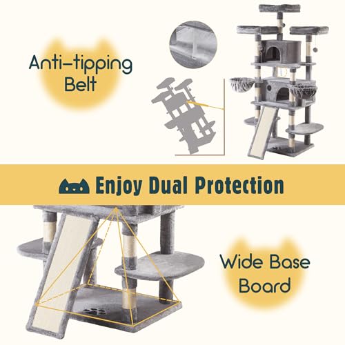 Beige Multi-Level Cat Tree with Sisal Scratching Posts Z7212