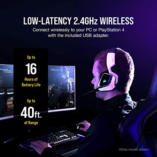White Wireless Gaming Headset with Microfiber Mesh Earpads N59594