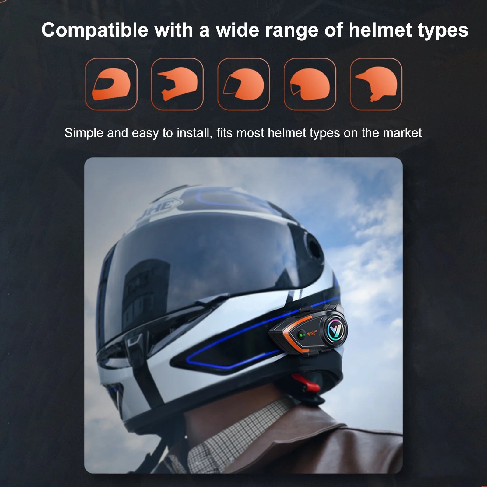 Wireless Headset BT Helmet Intercom IP67 A482