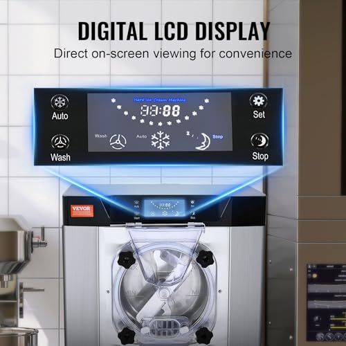 Commercial Ice Cream Machine 1400W 20/5.3 Gph Hard Serve Ice Cream Maker with LED Display B8017