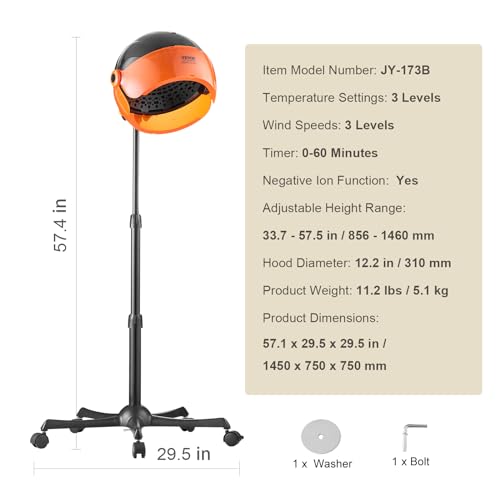 1875W Ionic Bonnet Hair Dryer with Timer S609220