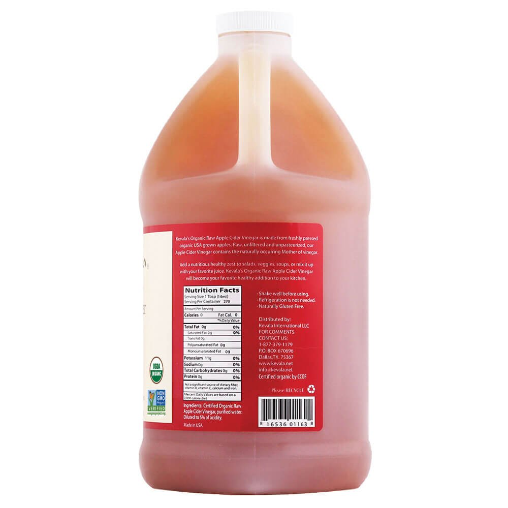 Organic Apple Cider Vinegar With Mother, Raw, Unfiltered, 128 Fluid Ounce U7372