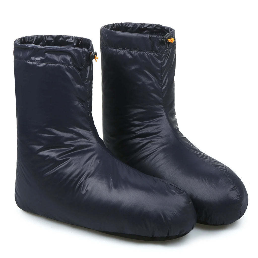 Winter Down Booties Socks Warm Soft Windproof Sleeping Slippers with Adjustable Drawstring Down Filled Boots with Storage Bag G122