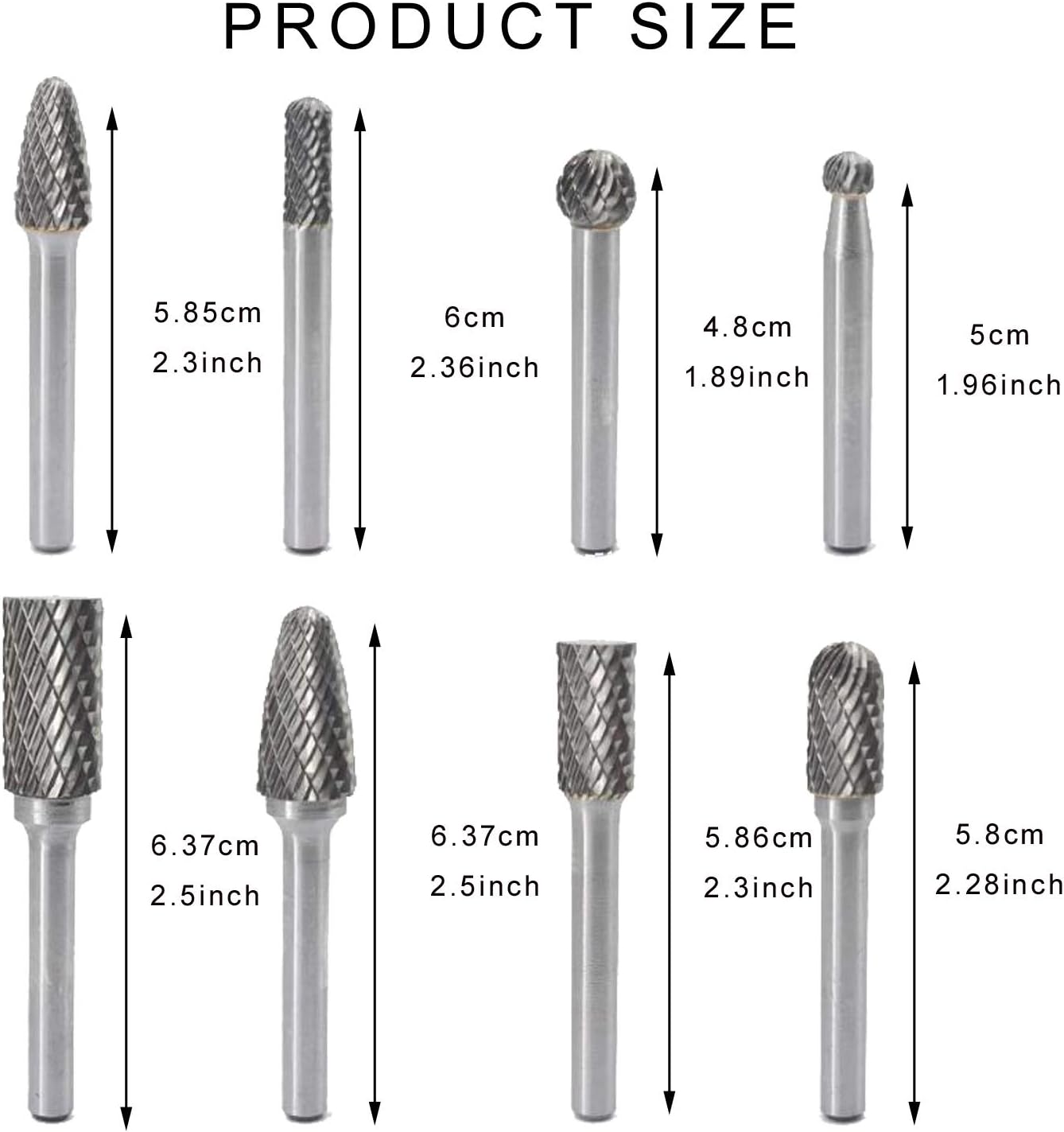 8Pcs Tungsten Double Cut Rotary File Set D33798