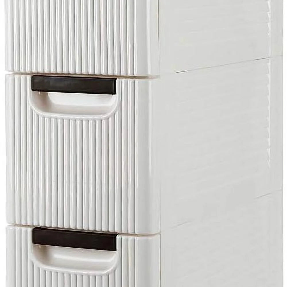 White 3-Tier Rolling Storage Cabinet with 3 Drawers P272