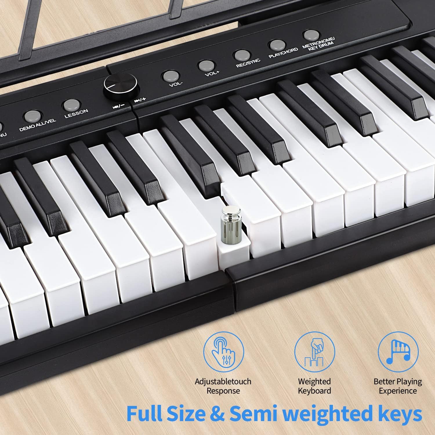 88 Key Semi Weighted Digital Piano with Stand, Sustain Pedal, Headphones, Carrying Case, Power Supply Y9675