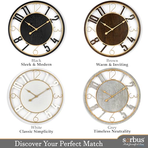 Brown 24-Inch Wooden Analog Wall Clock K737