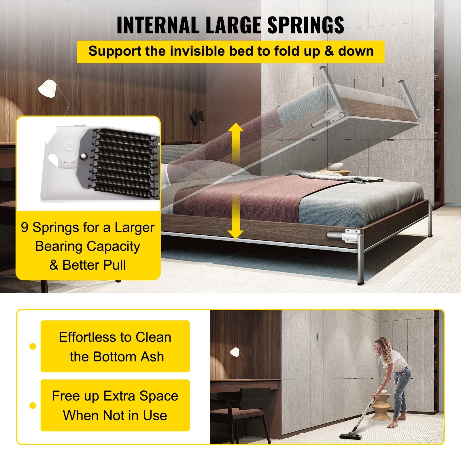 White Queen Size Murphy Wall Bed Hardware Kit Springs Mechanism K63284