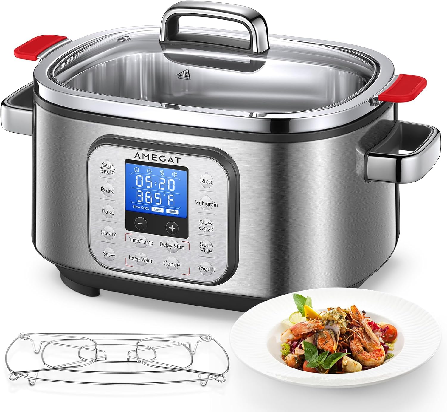6 Quart Programmable Slow Cooker with Stainless Steel Pot and Glass Lid M927