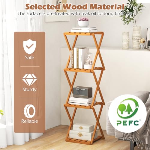 4-Tier Foldable Wooden Plant Stand O13508