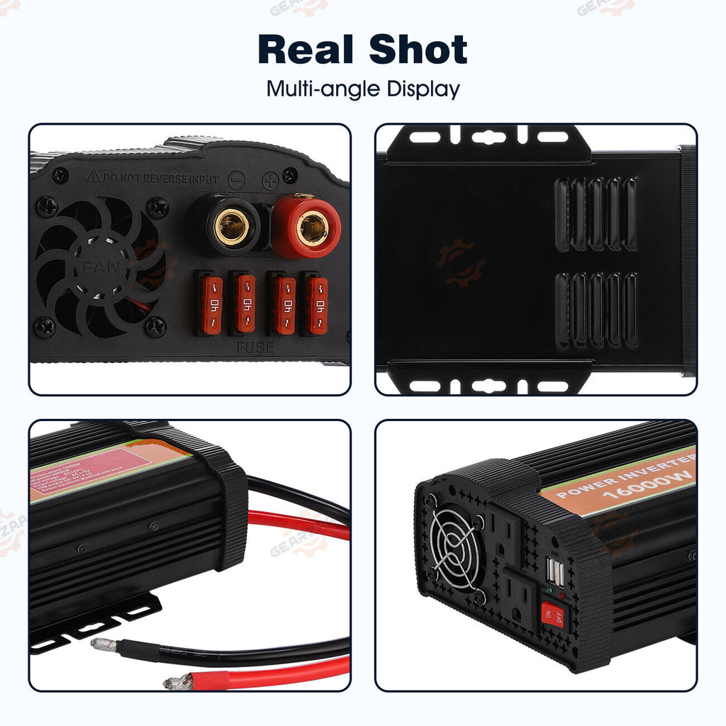 16000W Peak Pure Sine Wave Power Inverter DC 12V to AC 110/120V A37803