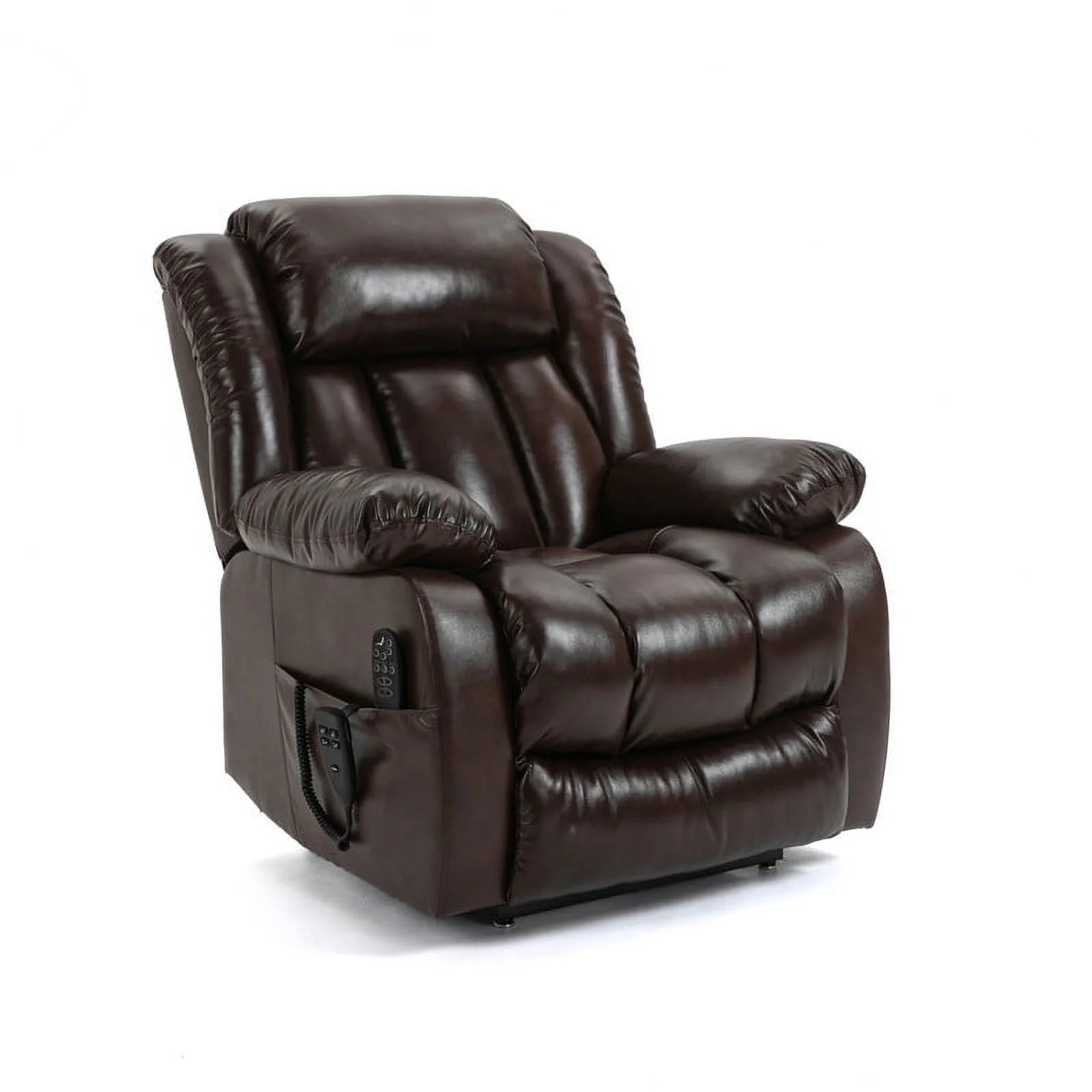 Brown Leather Electric Power Lift Recliner Chair with 8-Point Vibration Massage Lumbar Heating O6063