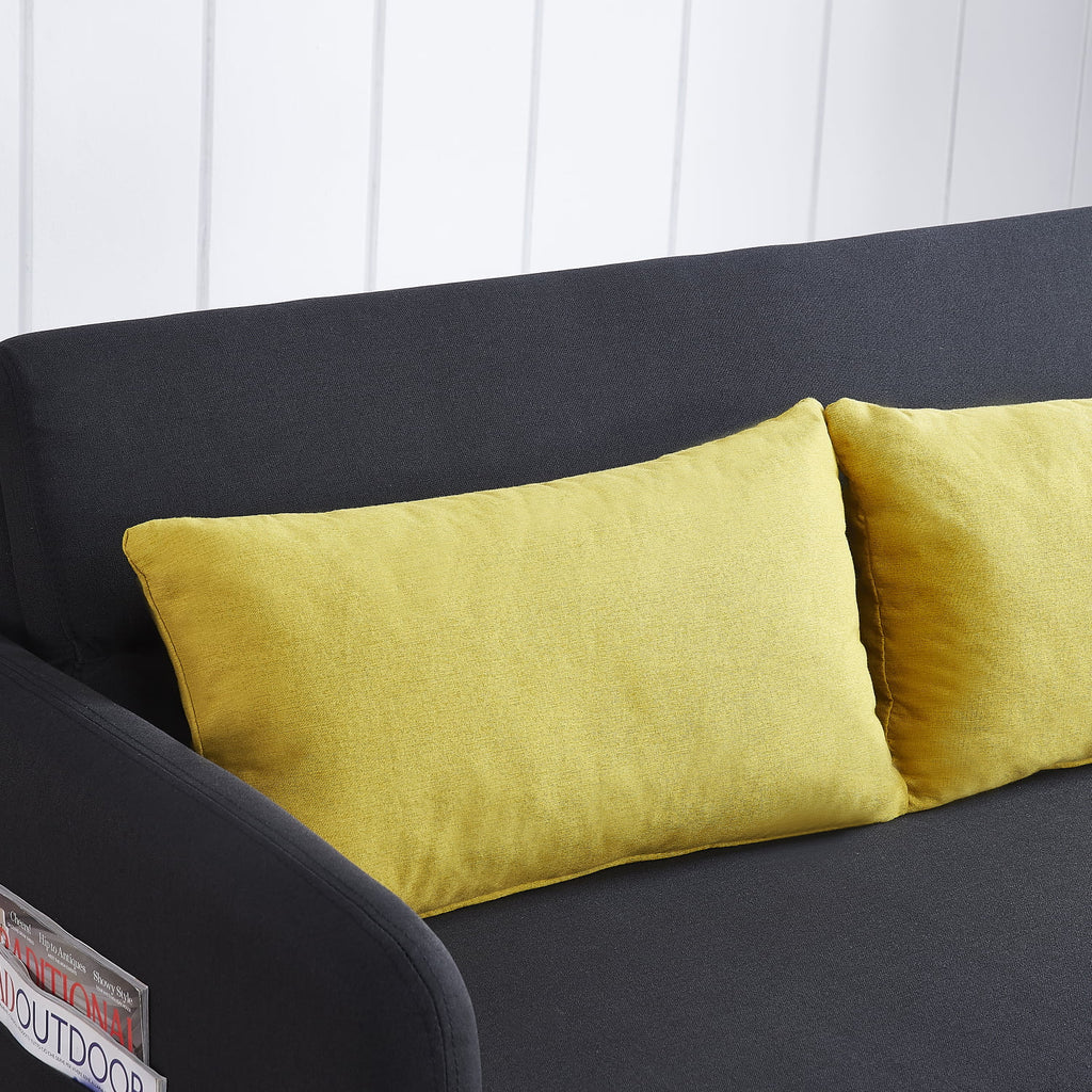 Black Velvet Convertible Loveseat Sleeper Sofa Bed with USB T3429
