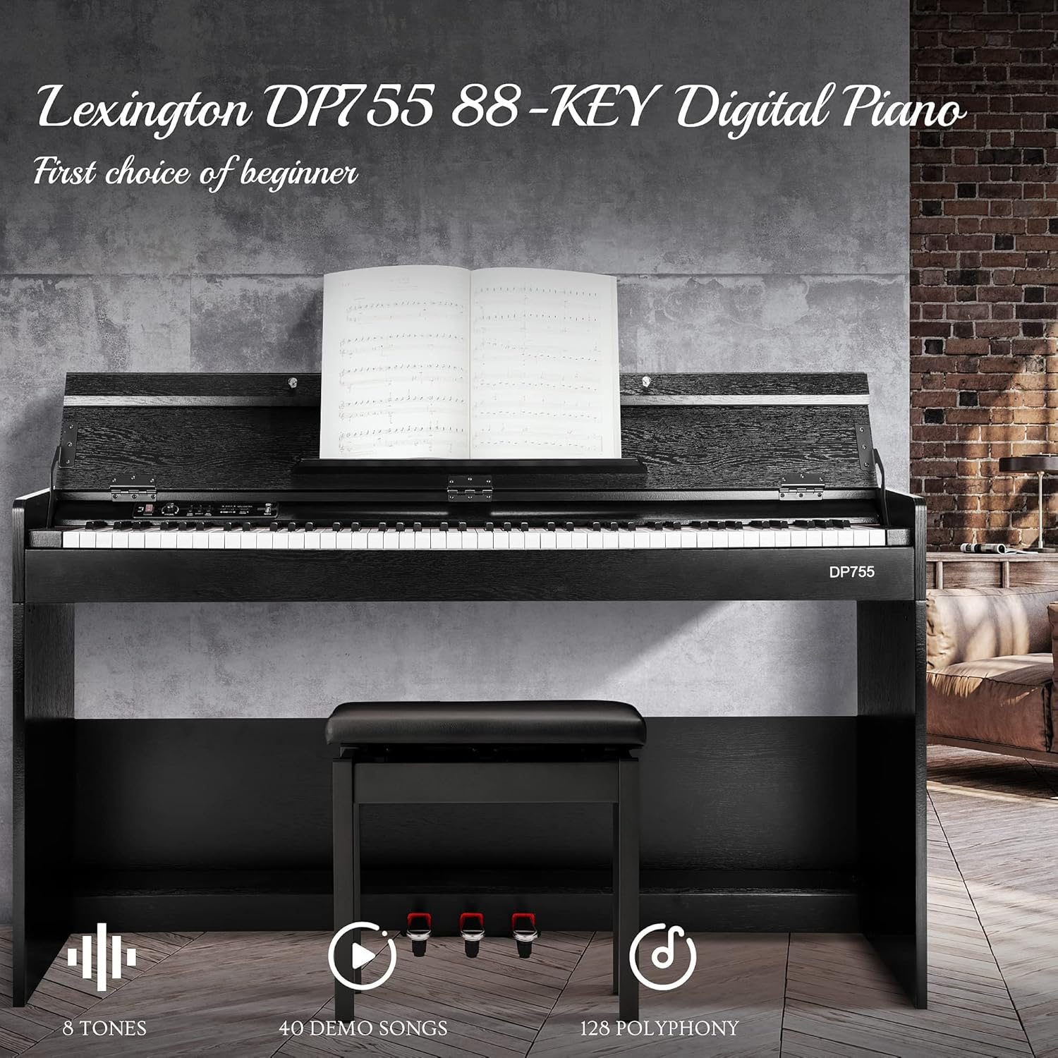 Black 88 Key Weighted Hammer Action Digital Piano N38264