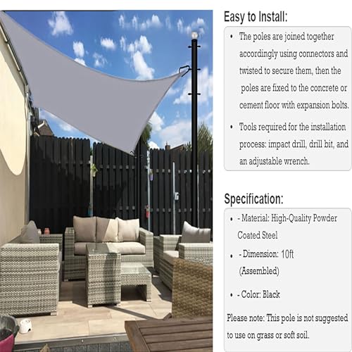 10FT Heavy Duty Steel Shade Sail Pole Kit 2pack Z8049