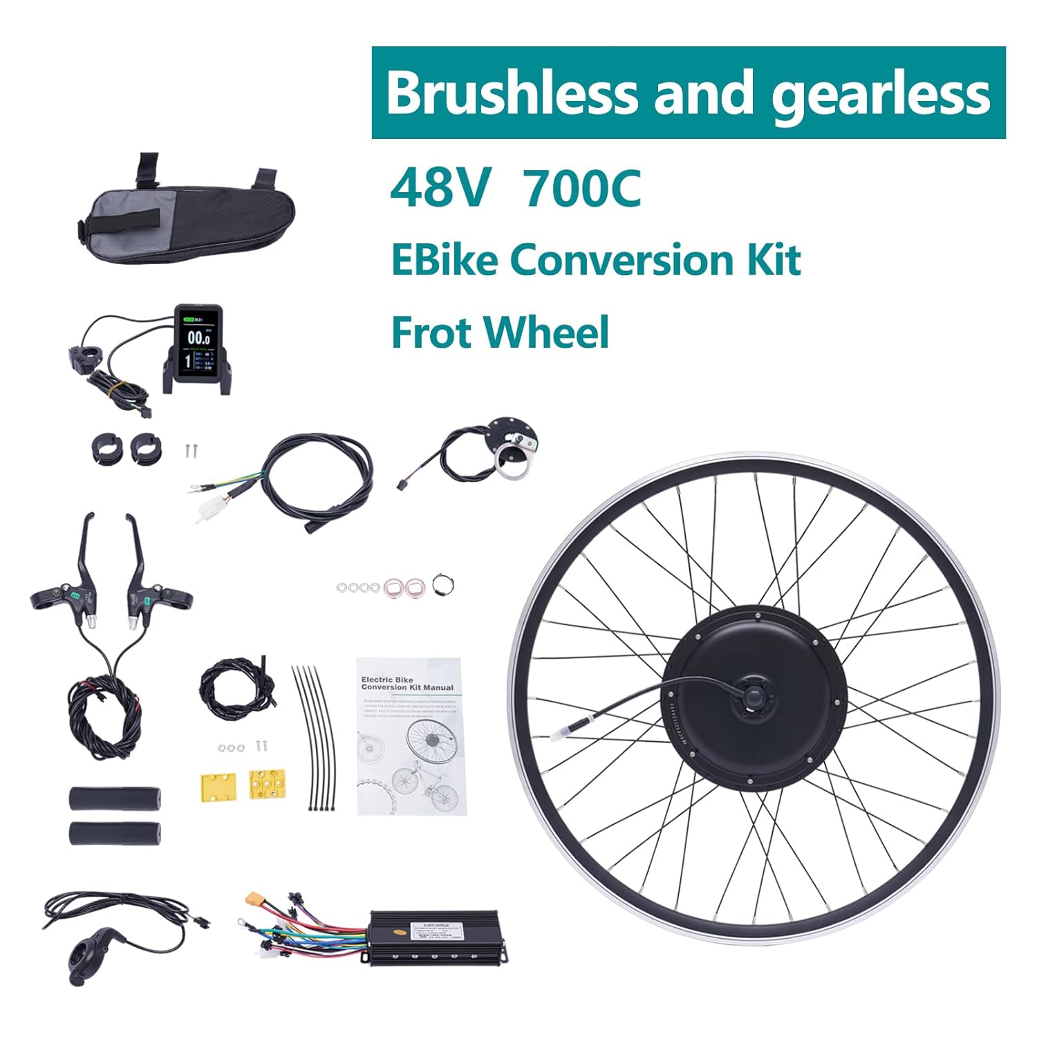 48V 1000W Electric Bicycle Front Hub Motor Conversion Kit K476511