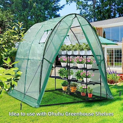 Portable Tunnel Greenhouse with Mesh Windows, 5.9x5.9x6.6 FT W8415