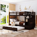 Espresso Wooden Over Bunk Bed with Trundle and 3 Storage Stairs F82653