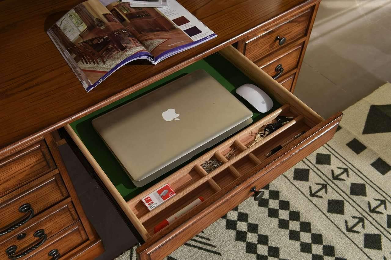 54 Inch Solid Oak Wood Roll Top Desk K680740