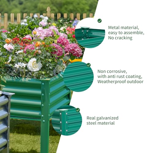 Galvanized Raised Garden Bed with Legs, 48×24×32in Metal Elevated Planter Box with Drainage Holes B486