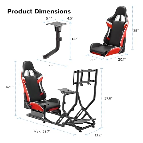 Racing Simulator Cockpit with Monitor Mount and Seat Q880934