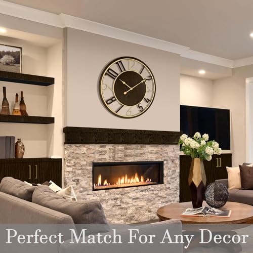 Brown 24-Inch Wooden Analog Wall Clock K737