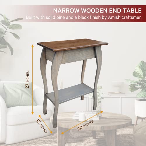 Mocha Wooden End Table with 2-Tiered Shelves C6603
