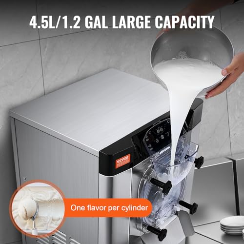 Commercial Ice Cream Machine 1400W 20/5.3 Gph Hard Serve Ice Cream Maker with LED Display B8017