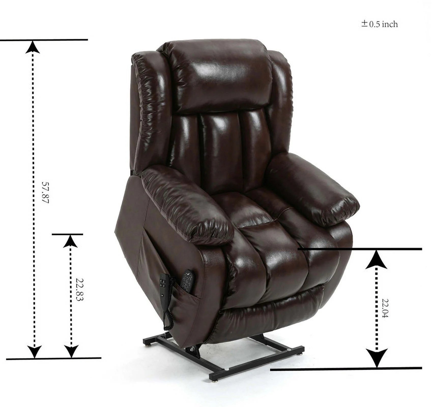 Brown Leather Electric Power Lift Recliner Chair with 8-Point Vibration Massage Lumbar Heating O6063