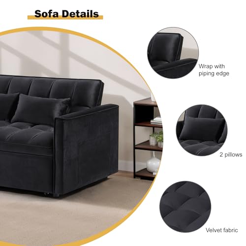 Black Sleeper Sofa Bed with Pullout Bed T63157