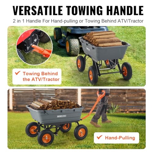1200lbs 7Cu.Ft. Heavy Duty Poly Dump Cart with 13in All Terrain Wheels E7330