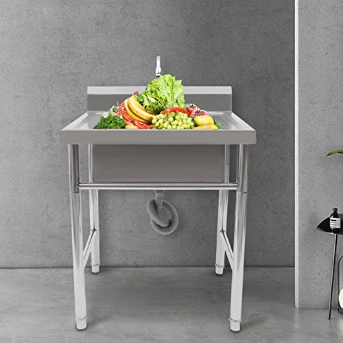Free Standing Stainless Steel Single Bowl Utility Sink (47.2" W x 19.6" D x 31.5" H) S2642