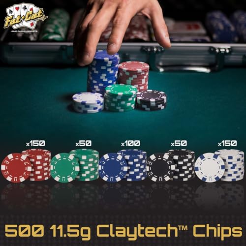 500 Striped Dice Claytec Poker Chip Set with Aluminum Case B906